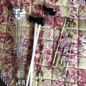 Cocktail Stirrers Glass: multicolor, dices and accessoiries